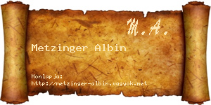 Metzinger Albin névjegykártya